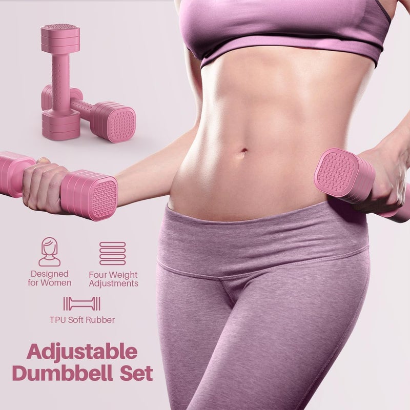 Zempox Adjustable Dumbbell Set of 2, 4 in 1 Free Weights Dumbbells Set for Women, Hand Weights for Women at Home, Each 2lb 3lb 4lb 5lb with TPU Soft Rubber Handle for Home Gym Exercise Training - Image 2